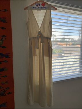 Palmyra Cream Maxi Dress with Tie Front